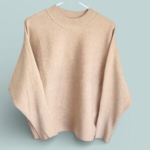 Philosophy Batwing Oversized Mock Neck Tan Cropped Sweater Size 1X NWT
